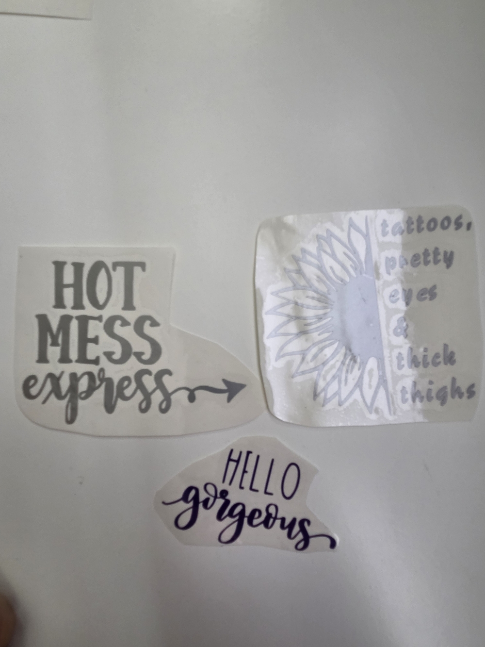Set Of 3 Hello Gorgeous, Thick Thighs & Hot Mess Express Stickers